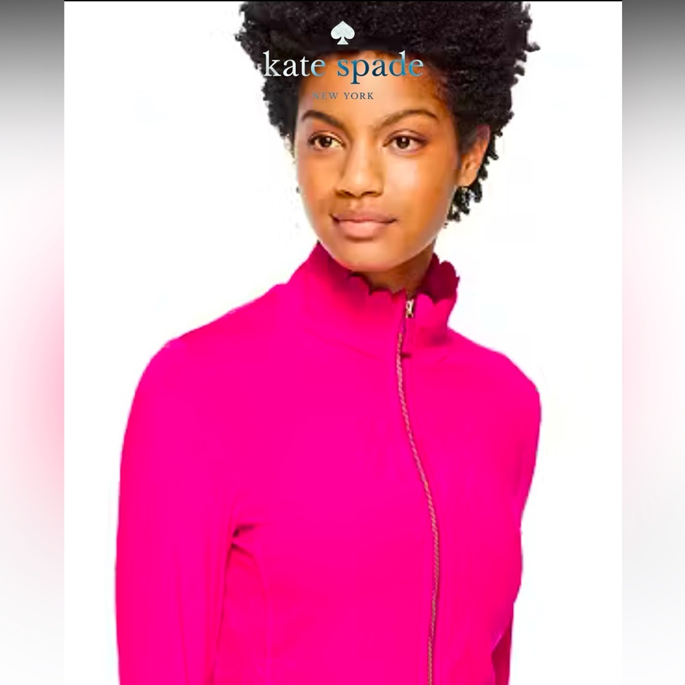 Kate Spade Scallop jacket workout athleisure zip up gym athletic sweatshirt XS